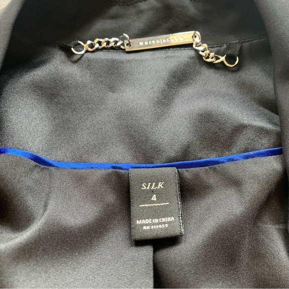 White House Black Market WHBM Black Polka Dot Silk Blazer Jacket - Picture 3 of 10